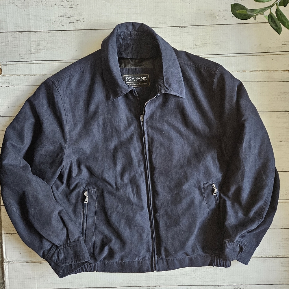 Jos A Banks Mens Navy Blue  Jacket Removable Wool‎ Blend Lining Size Medium